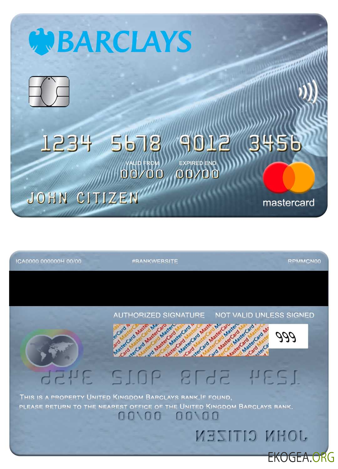 Carte Mastercard de la banque Barclays au Royaume Uni